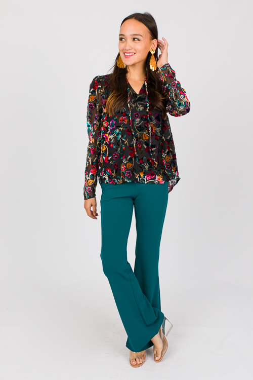 Velvet Floral Blouse, Black Mul