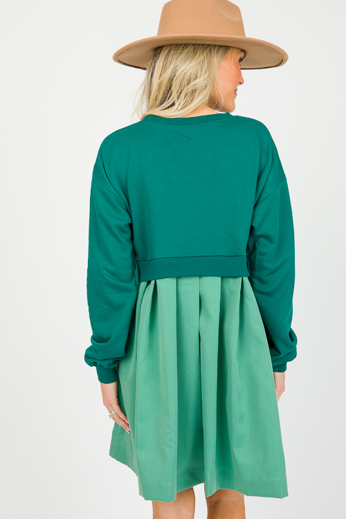 Contrast Dress, Green