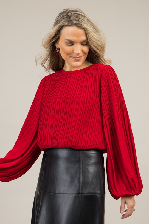 Pleated Blouse, Red