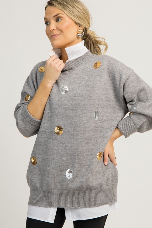Having a Ball Sequin Sweater, Heather Gray - 1202-128.jpg