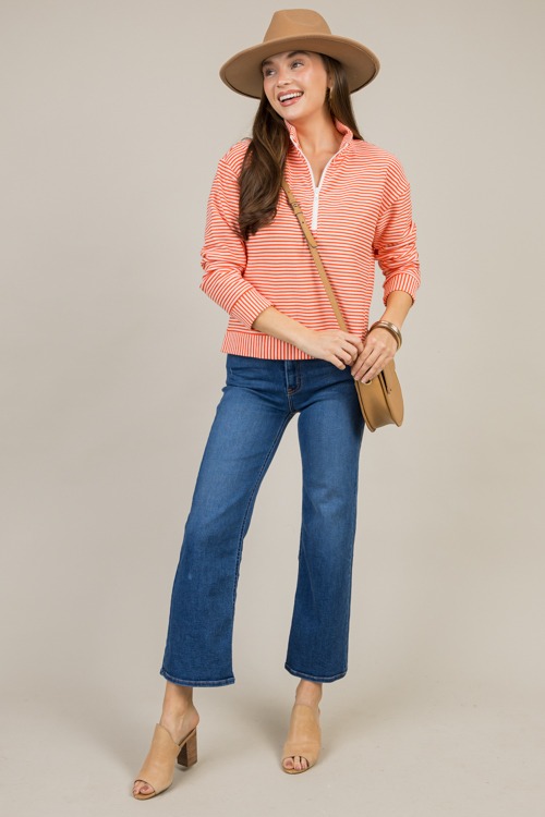 Striped Zip Pullover, Coral/Blush (MONDAY NEW ARRIVAL) - 1202-137h.jpg