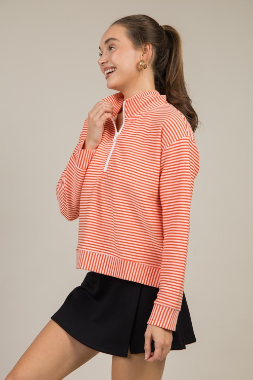 Striped Zip Pullover, Coral/Blush (MONDAY NEW ARRIVAL) - 1202-139.jpg