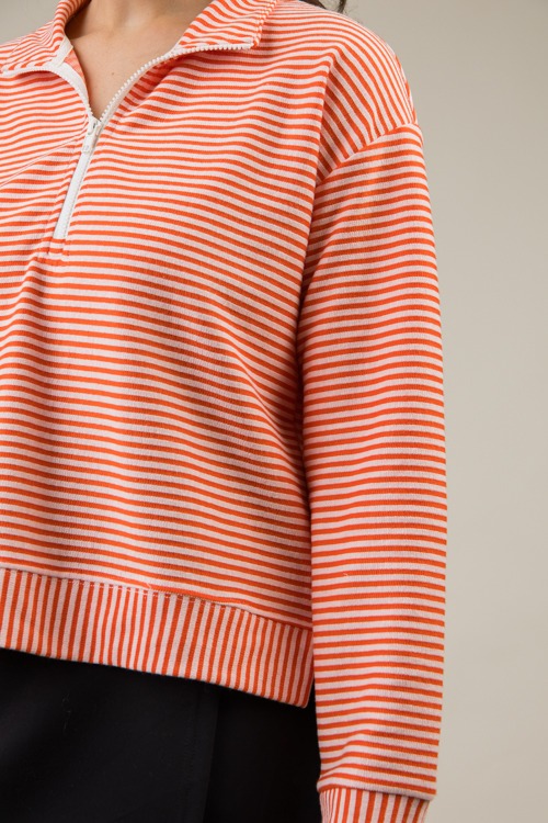 Striped Zip Pullover, Coral/Blush (MONDAY NEW ARRIVAL) - 1202-142.jpg