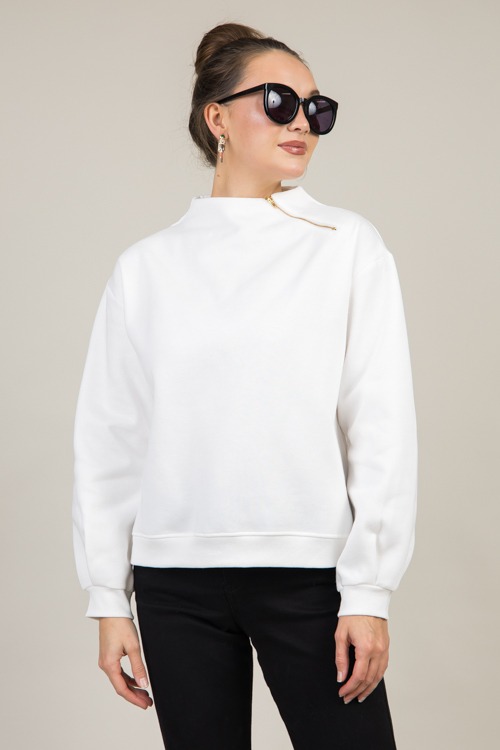 Zip Neck Sweatshirt, Cream - 1202-44.jpg