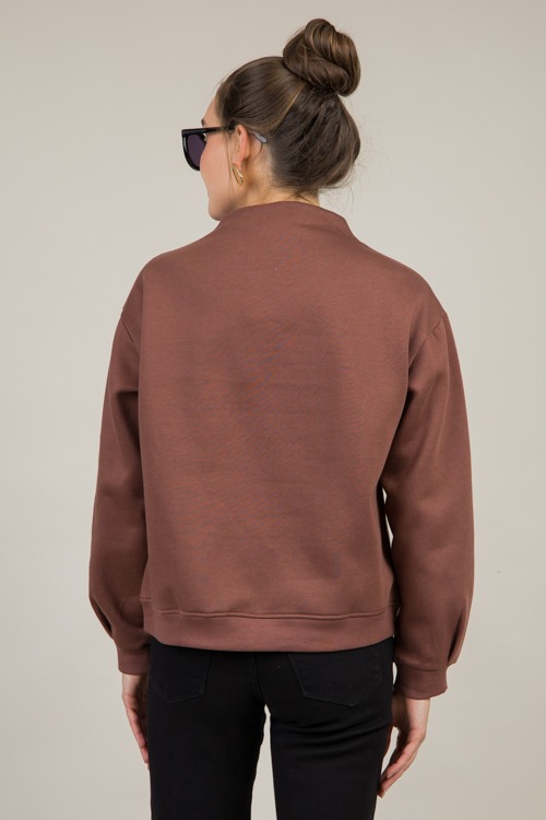 Zip Neck Sweatshirt, Choco Brown - 1202-55.jpg