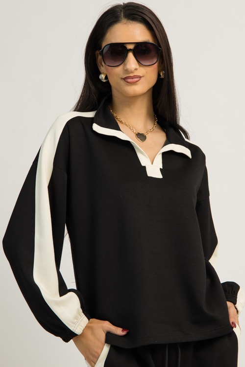 Stripe Trim Pants Set, Black - 1202-71.jpg