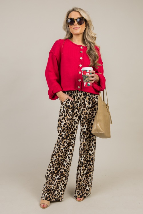 Leopard Print Pants, Brown/Black