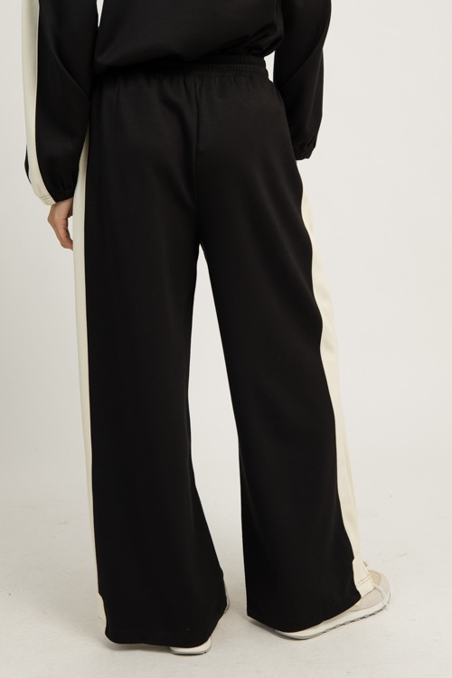 Stripe Trim Pants Set, Black - 1202-77.jpg