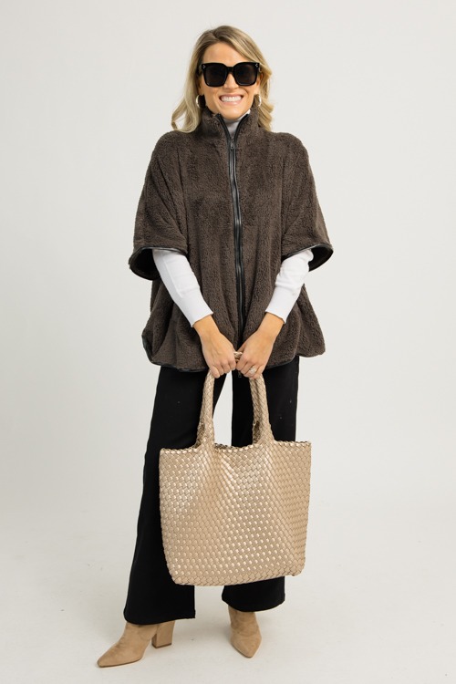 Leather Trim Poncho, Charcoal - 1203-104.jpg