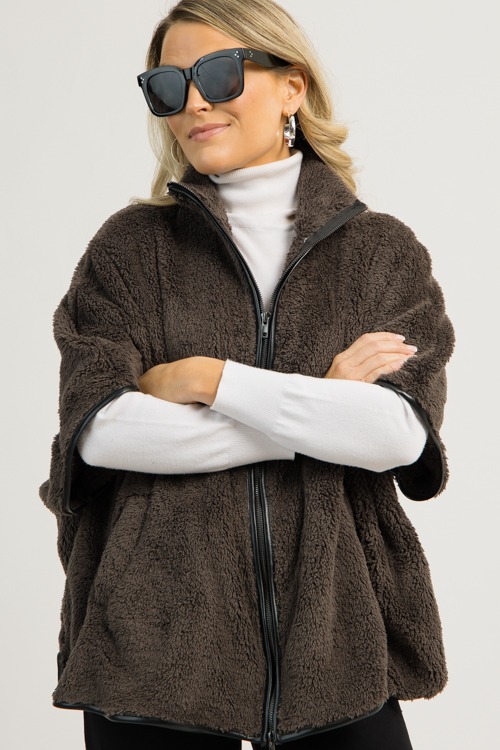Leather Trim Poncho, Charcoal - 1203-105.jpg