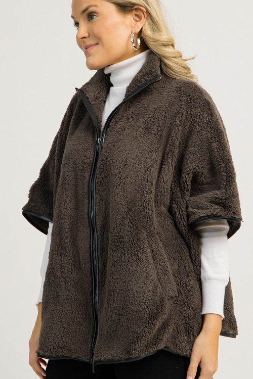 Leather Trim Poncho, Charcoal - 1203-106.jpg