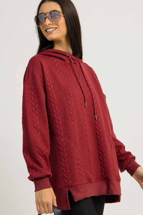 Cozy Cable Knit Hoodie, Burgundy - 1203-142p.jpg