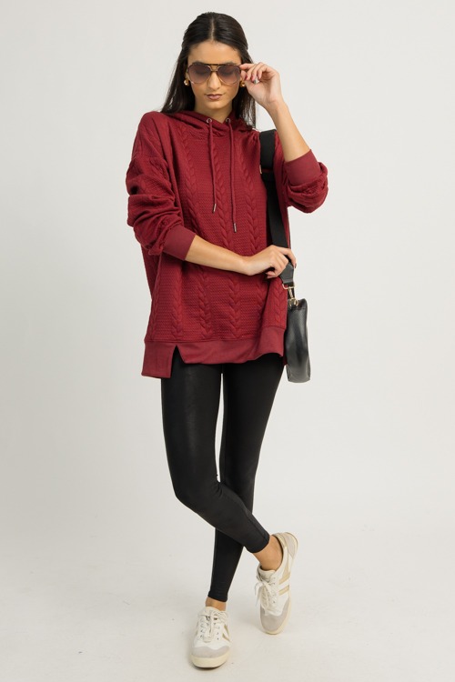 Cozy Cable Knit Hoodie, Burgundy - 1203-143h.jpg