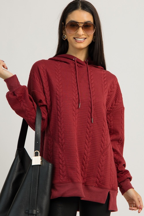 Cozy Cable Knit Hoodie, Burgundy - 1203-144.jpg