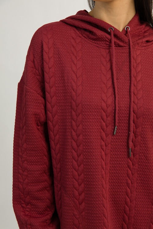 Cozy Cable Knit Hoodie, Burgundy - 1203-147.jpg