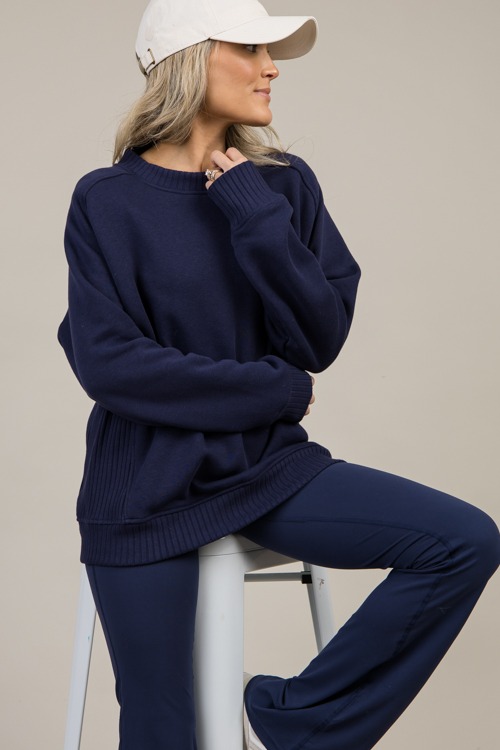 Rib Detail Pullover, Navy