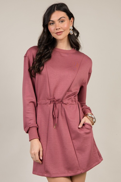 Weekender Draw Waist Dress, Rose Clay