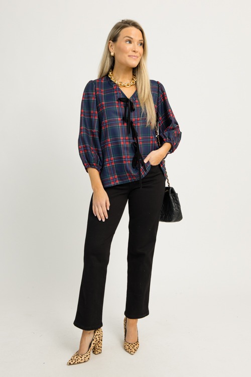 Bow Front Plaid Top, Navy - 1203-31p.jpg