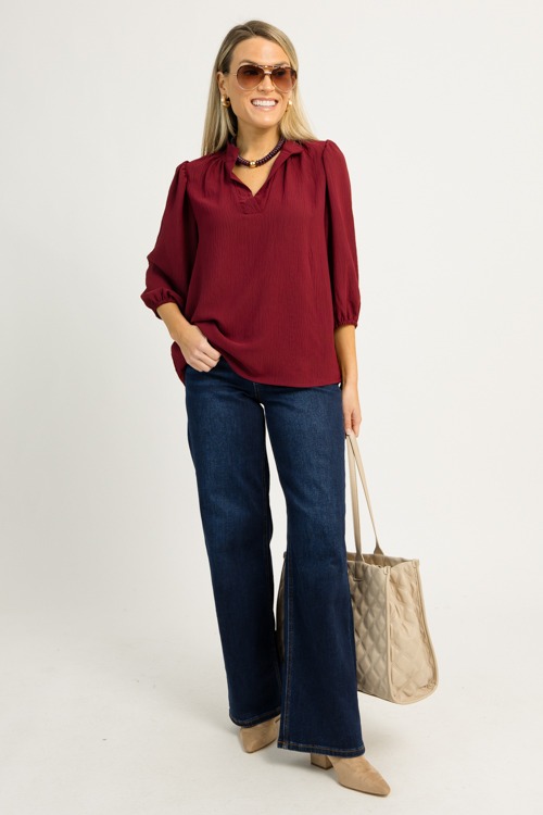 Veronica V-Neck Blouse, Plum - 1203-46h.jpg