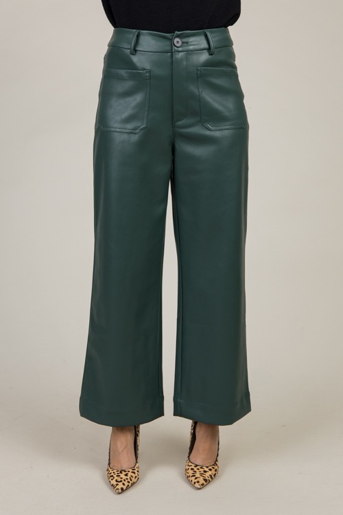 Patch Pocket Leather Pants, Grn - 1204-148p.jpg