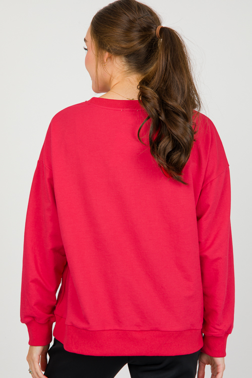 Sequin Nutcracker Pullover, Red