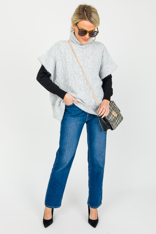 Poncho Sweater Vest, H. Grey