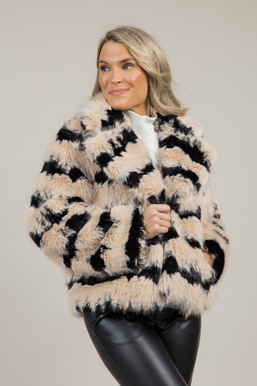 Striped Fur Jacket, Black Tan - 1204-80p.jpg