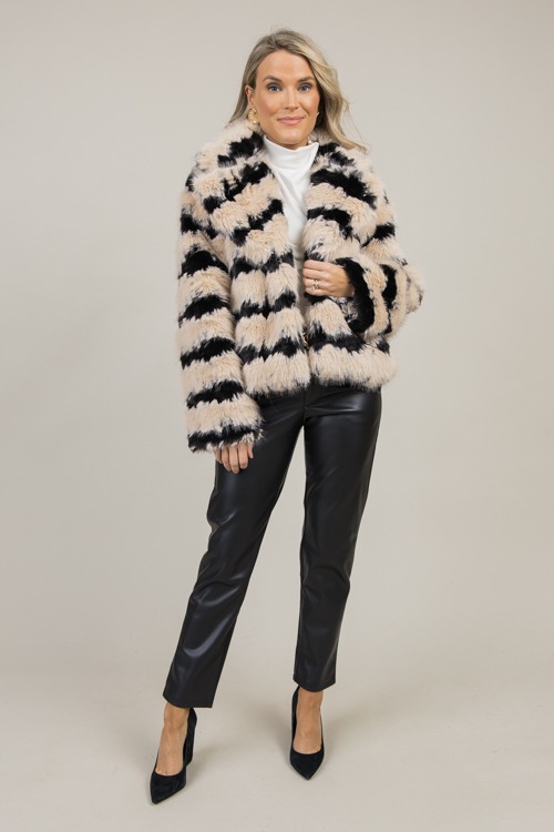 Striped Fur Jacket, Black Tan - 1204-84.jpg