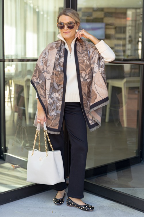 Vintage Floral Scarf, Khaki Beige - 1205-104.jpg