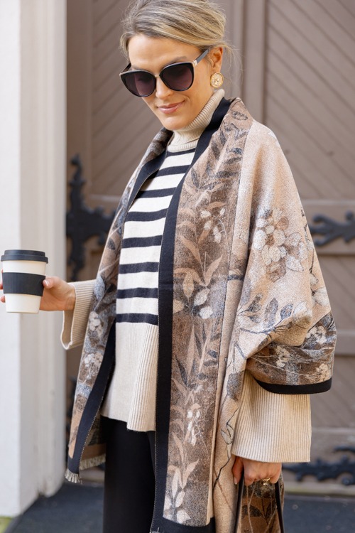 Vintage Floral Scarf, Khaki Beige - 1205-111.jpg