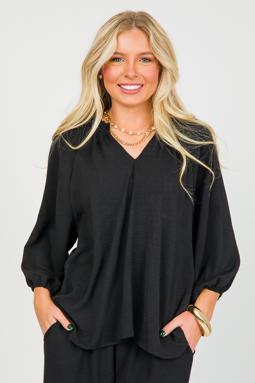 Reba Solid Blouse, Black