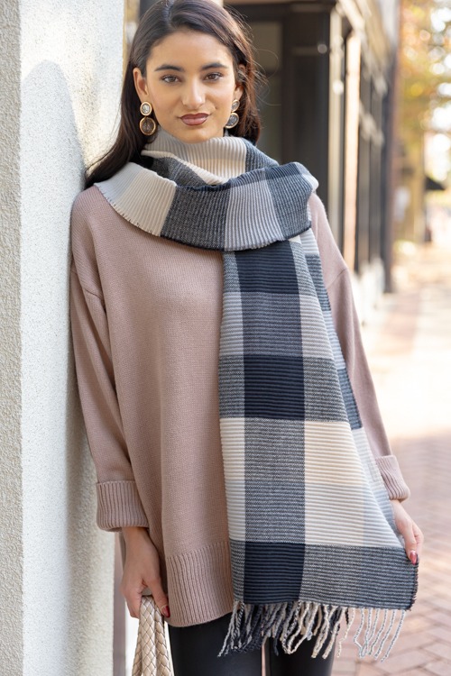 Phoebe Plaid Scarf, Black - 1205-132.jpg