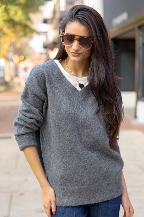 Layered V-Neck Sweater, Charcoal - 1205-176p.jpg