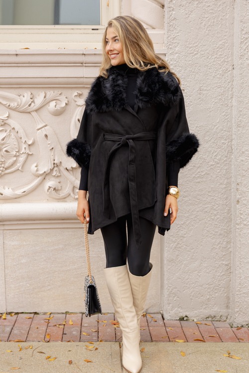 Suede Fur Trim Cape, Black - 1205-17p.jpg