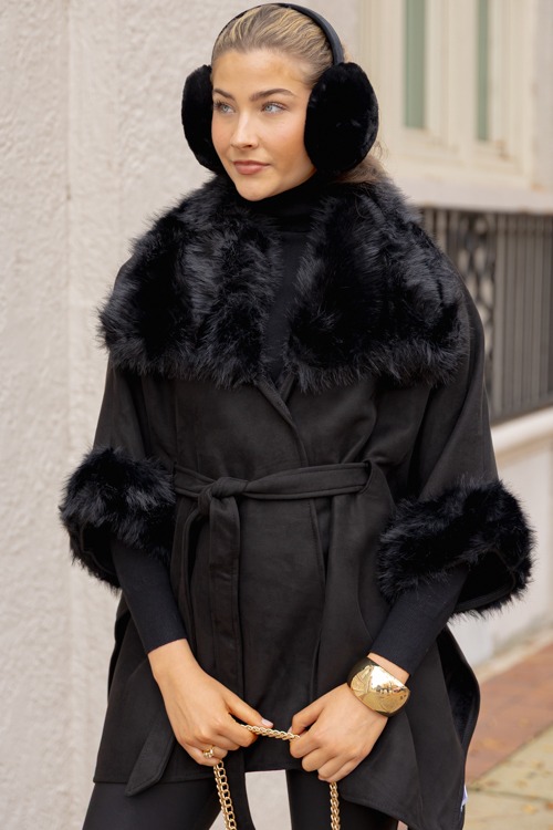 Suede Fur Trim Cape, Black - 1205-19.jpg