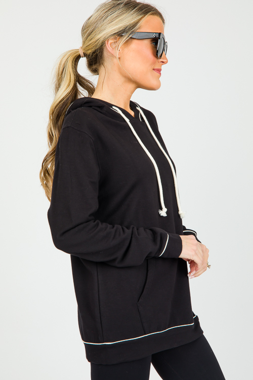 Contrast Hoodie, Black/Natural