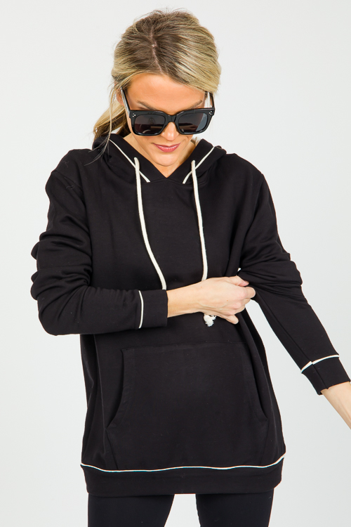 Contrast Hoodie, Black/Natural