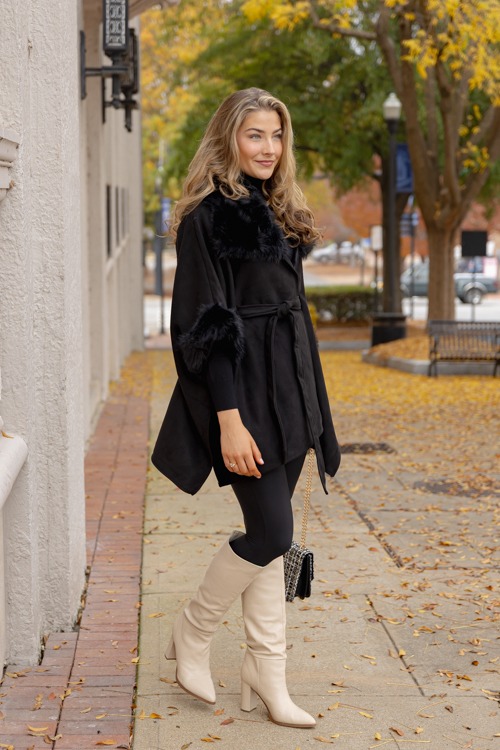 Suede Fur Trim Cape, Black - 1205-21.jpg