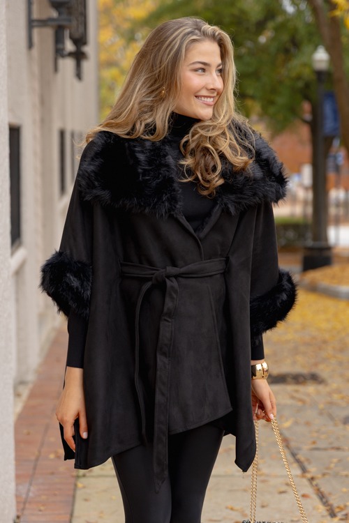 Suede Fur Trim Cape, Black - 1205-22.jpg