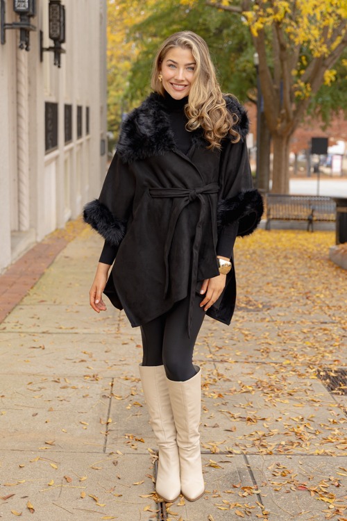 Suede Fur Trim Cape, Black - 1205-24.jpg