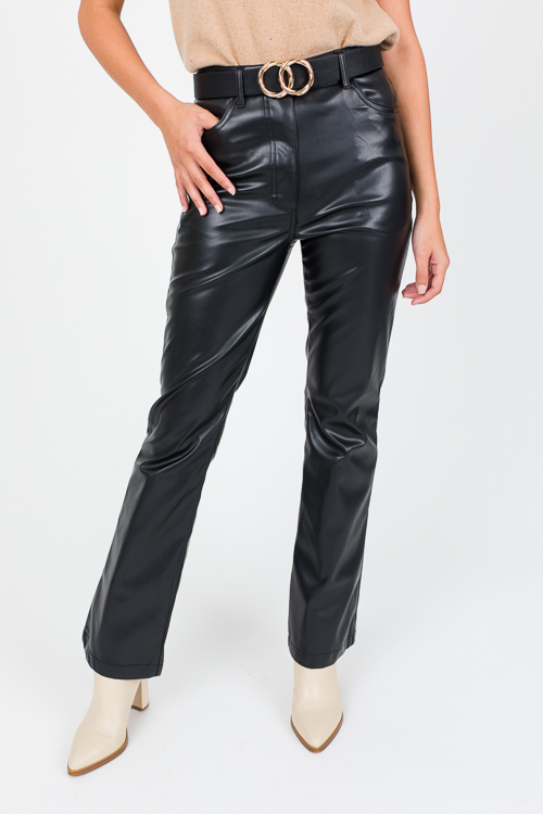 Marjorie Leather Pants, Black