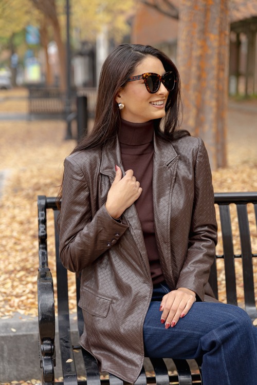 Textured Leather Blazer, Choco - 1205-4.jpg