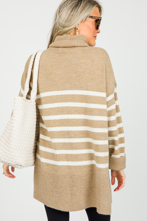 Deb Stripe Sweater, Taupe/Ivory