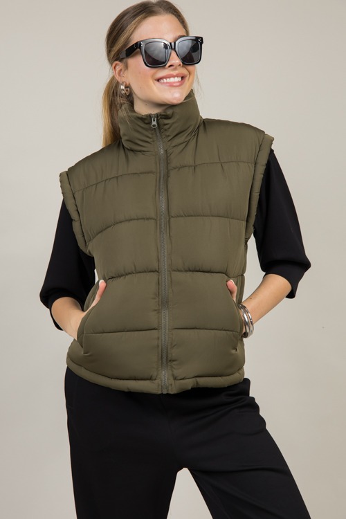 Britt Puffer Vest, Olive