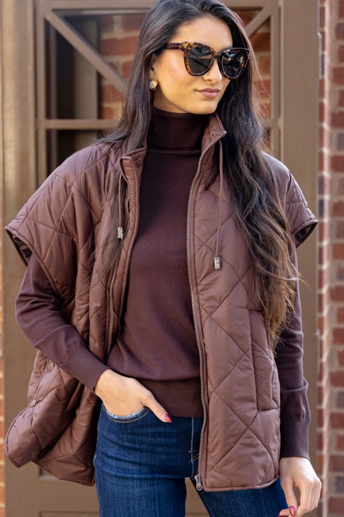 Draw Waist Quilted Vest, Brown - 1205-45.jpg