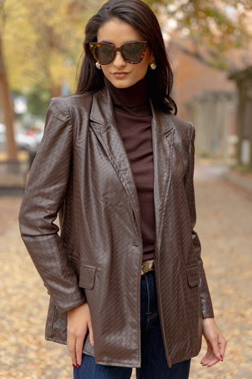 Textured Leather Blazer, Choco - 1205-5.jpg