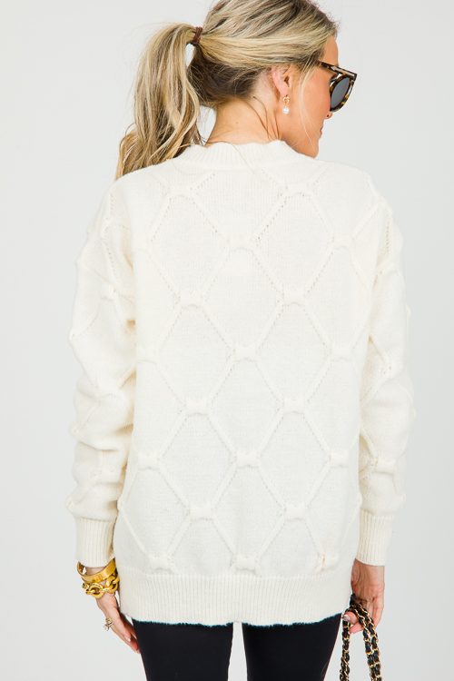 Textured Solid Sweater, Cream