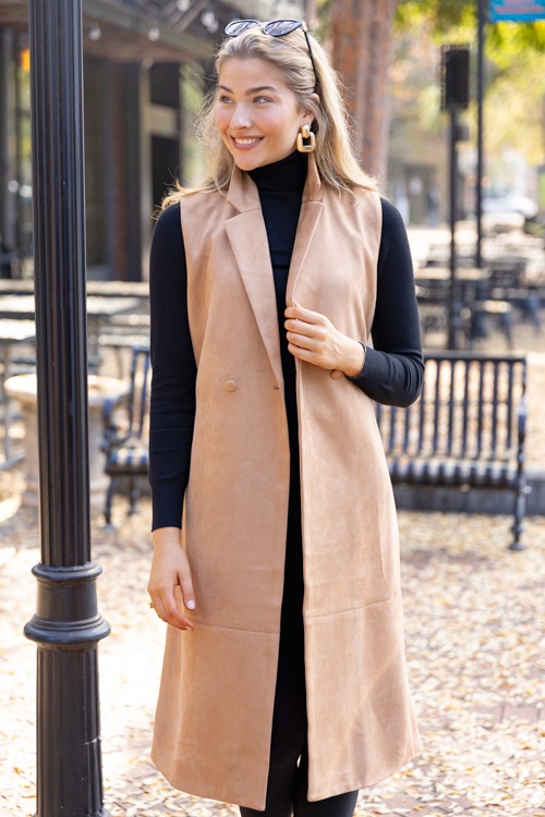 Suede Belted Long Vest, Camel - 1205-67.jpg
