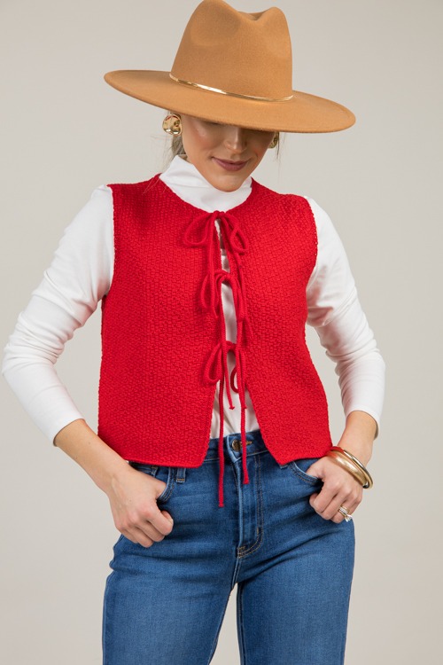 Triple Threat Knit Cardi, Red