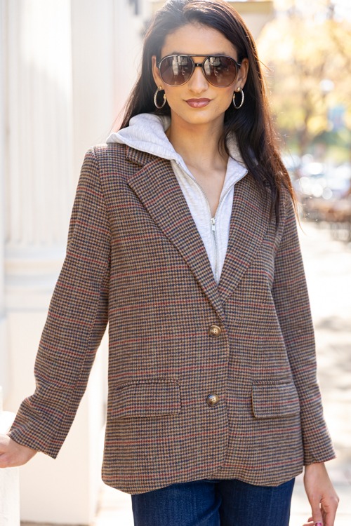 Houndstooth Hoodie Blazer, Brown - 1205-83p.jpg